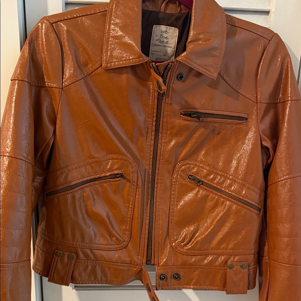 We The Free Tan Vegan Leather Jacket